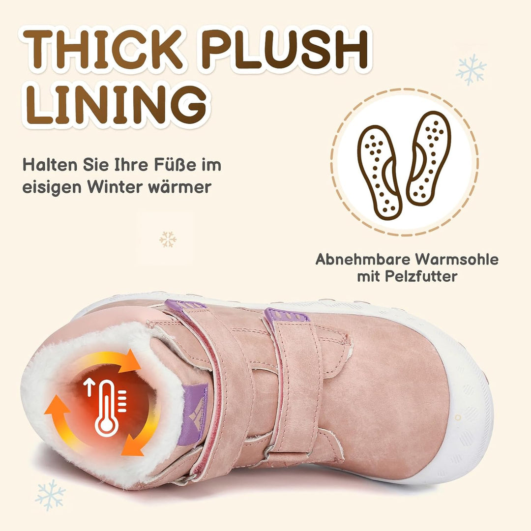 Mishansha Kinder Winterschuhe Gefüttert Winterstiefel für Jungen Mädchen Gr.24-38 31 EU Pink, 31 EU