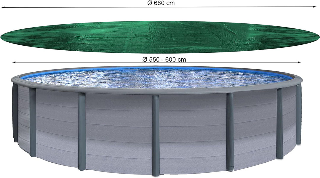 QUICK STAR Poolabdeckung Rund für 550-600 cm Pools | Planenmass Ø 680 cm | Grün | Sommer & Winter Po