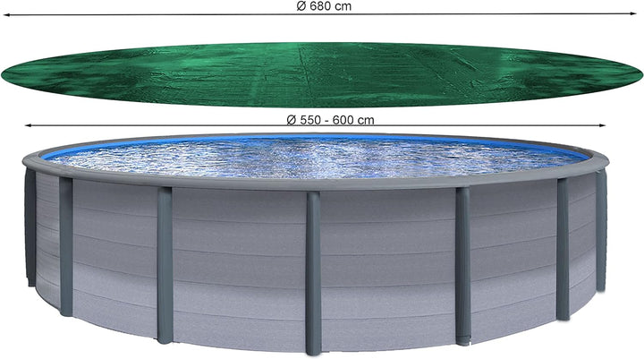 QUICK STAR Poolabdeckung Rund für 550-600 cm Pools | Planenmass Ø 680 cm | Grün | Sommer & Winter Po