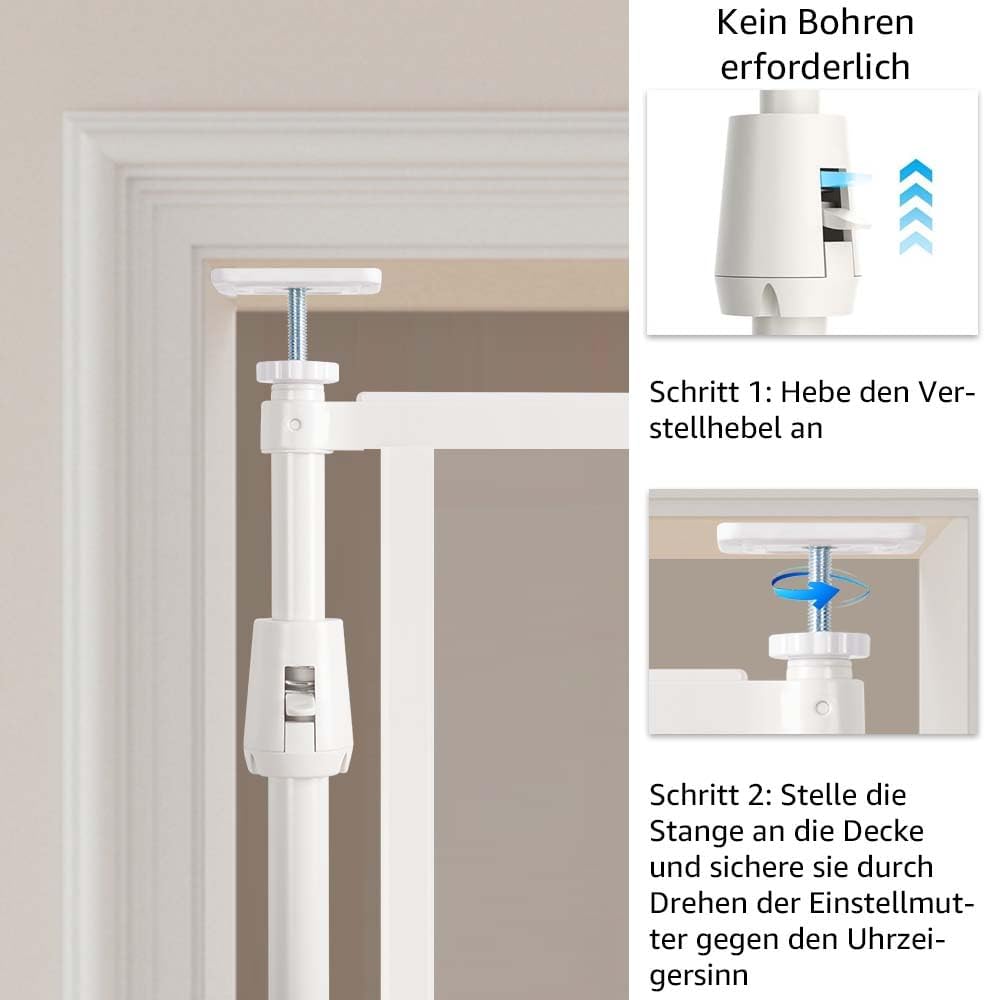 unipaws Transparentes Extra Hohes Katzengitter, Druckmontage mit Auto-Close, 190–250 cm H x 53–86 cm