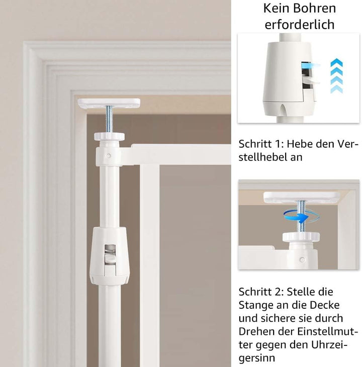 unipaws Transparentes Extra Hohes Katzengitter, Druckmontage mit Auto-Close, 190–250 cm H x 53–86 cm
