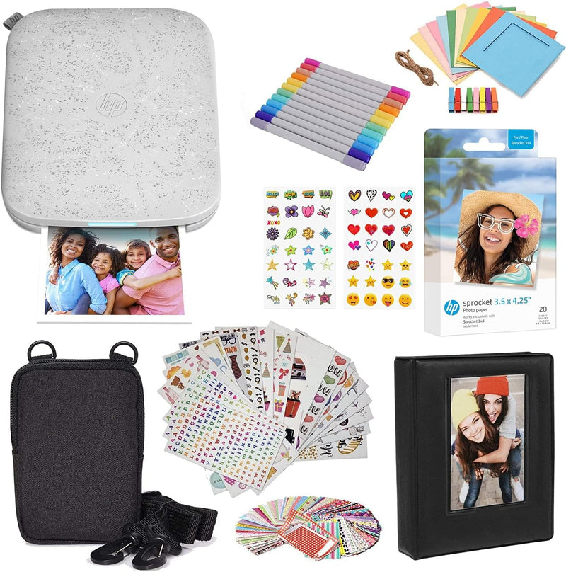 HP Sprocket 3x4 Sofortbilddrucker-Kit 20er-Pack Zink-Papierhüllen-Fotoalbum-Marker-Aufkleber-Sets Ge