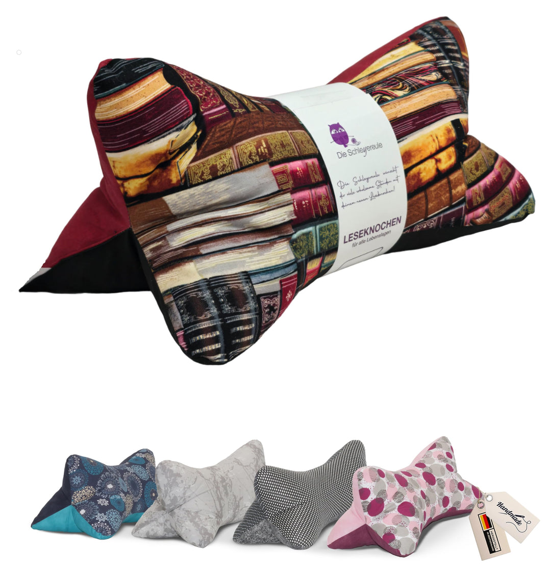 Leseknochen Nackenkissen Handmade in Deutschland, ergonomisch und waschbar, als Nackenrolle, Lesekis