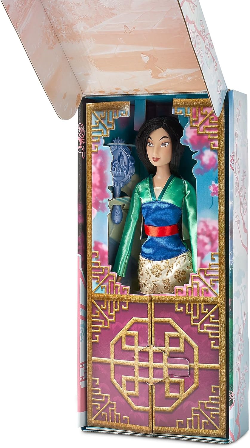Disney Store Offizielle Mulan-Puppe für Kinder, 29 cm, vollbewegliche Puppe im Satinkleid mit ausgea