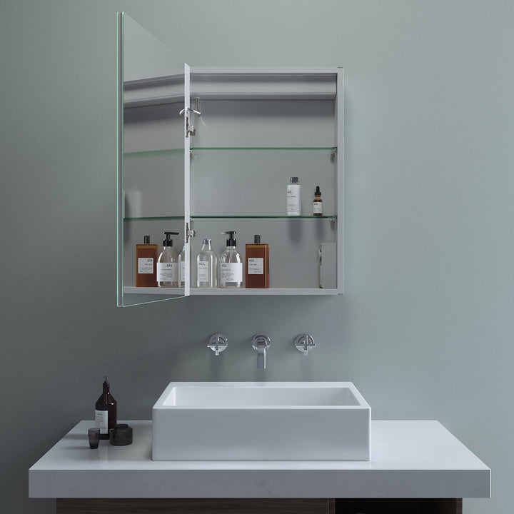 Badezimmer Spiegelschrank 50 x 70 cm mit LED Beleuchtung Badezimmerschrank Aluminium Badschrank eint