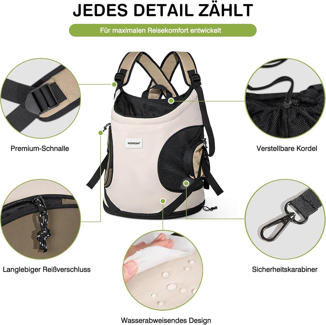 ALLSOPETS Hundetragerucksack, Tragbarer Haustiertragerucksack für Katzen Hunde Welpen, Integrierter