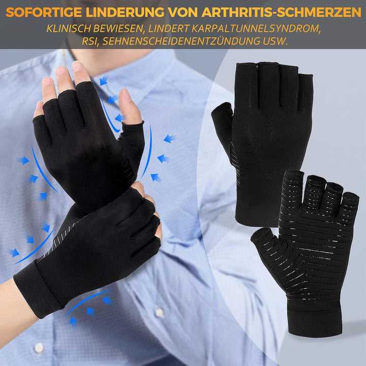 Donfri 2 Paar Arthrose Handschuhe Damen Herren, Kompressionshandschuhe Damen mit Kupfer, Arthritis R