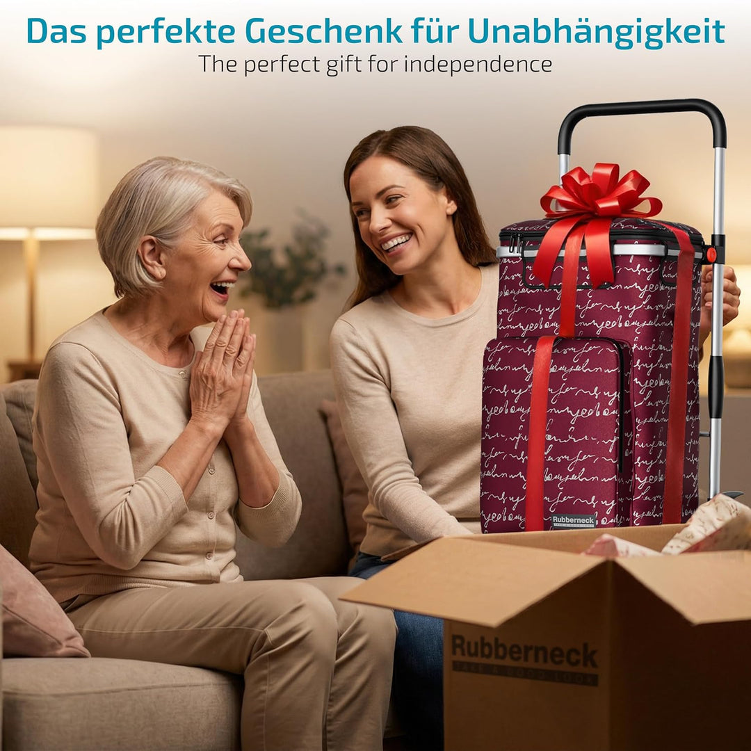 Rubberneck Einkaufstrolley - Klappbarer Einkaufswagen - Kühlfach - Höhenverstellbarer Griff - Rot, R