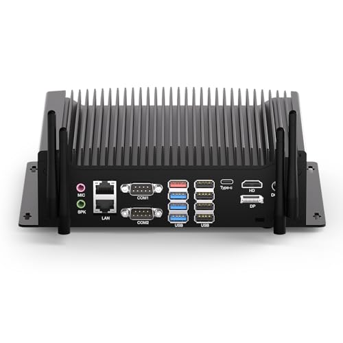 WEIDIAN Industrie PC, Mini PC Win 11 Pro Lüfterloser Core i7-10610U DDR4 8GB RAM 256GB M.2 SSD, 6 x
