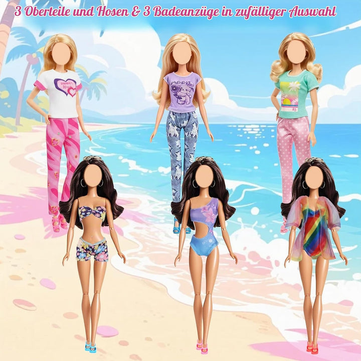 36 Schwimmbad Puppenkleidung für 11.5 Zoll Puppen Kompatibel mit Barbie Puppen, 1 Rutsche Pool 6 Som