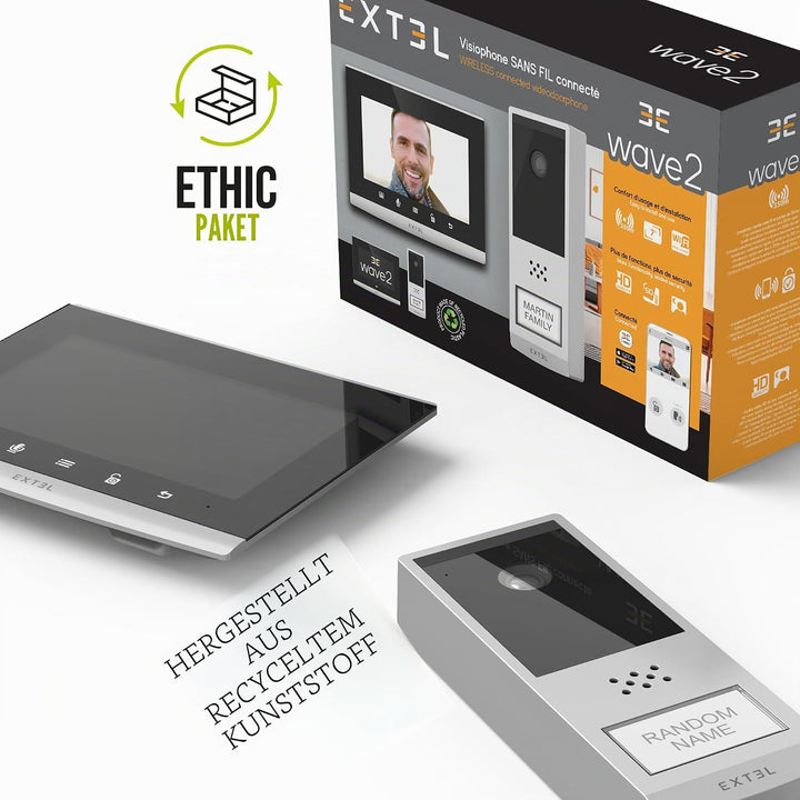 EXTEL 720321 Videotelefon – kabellos, lange Reichweite 350 m – Wave 2, Schwarz