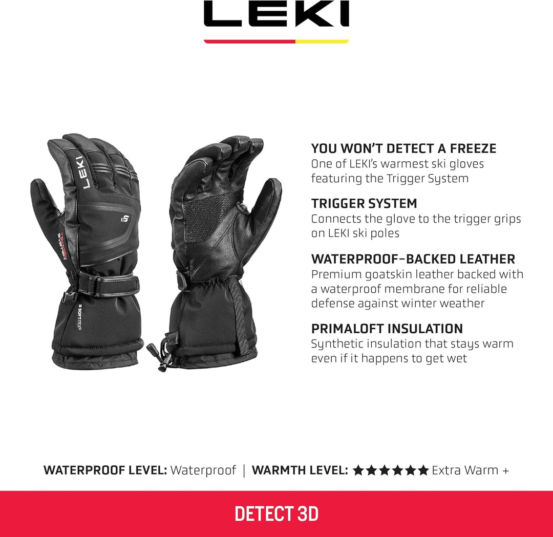 LEKI Detect XT 3D Handschuhe Skihandschuhe Fingerhandschuhe Schwarz EU 8, Schwarz EU 8