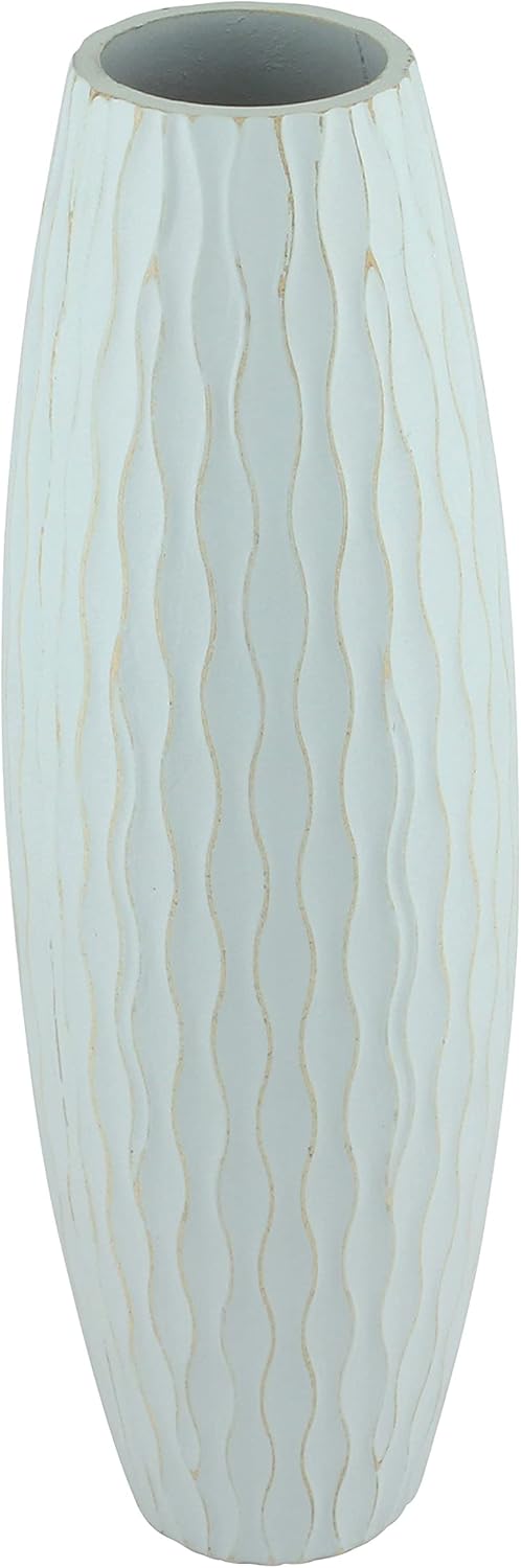 Stonebriar SB-5076C Beach Nostalgie Grosse Vase aus verwittertem blassem Ozean, Holz, Hellblau, 40 c