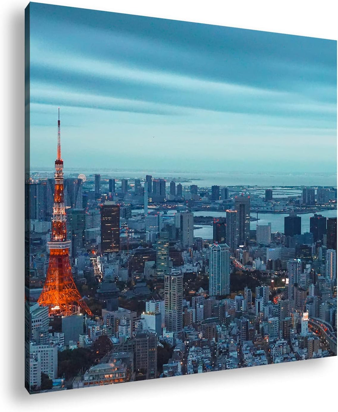 Tokyos Blickfang - der rotleuchtende Tokyo Tower Format: 70x70 als Leinwandbild, Motiv fertig gerahm