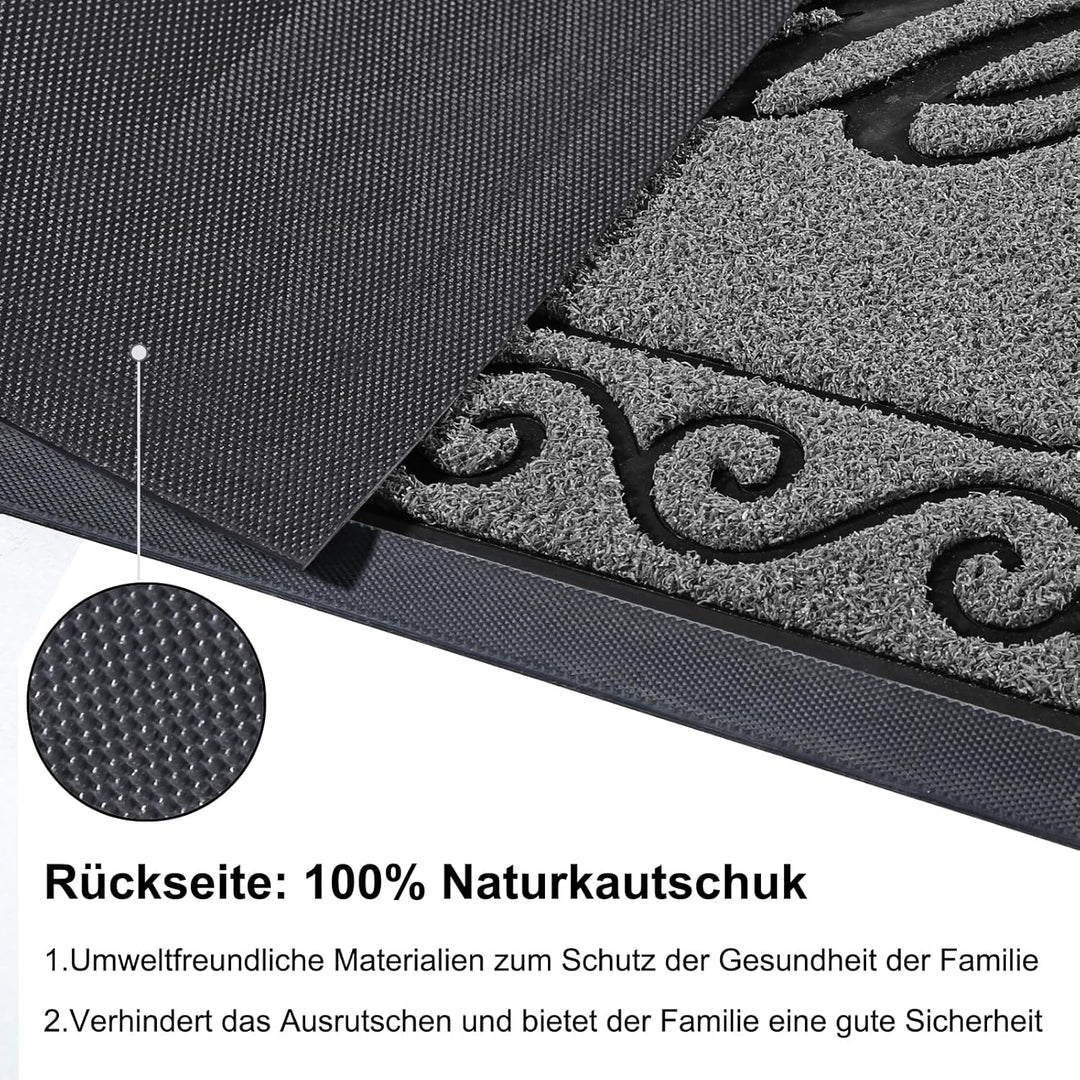 Yimobra Fussmatte Aussen, 75 x 43 cm, rutschfest, Wetterfest, Waschbar, Wellcome Schmutzfangmatte fü