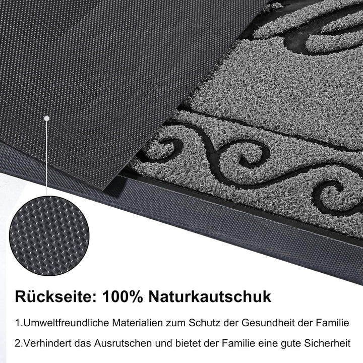Yimobra Fussmatte Aussen, 75 x 43 cm, rutschfest, Wetterfest, Waschbar, Wellcome Schmutzfangmatte fü