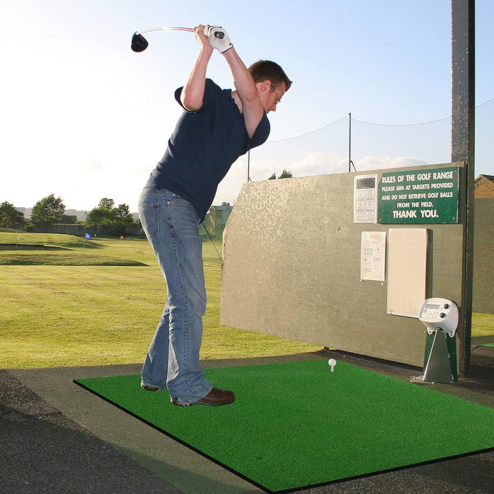 GYMAX Golf Abschlagmatte, 150 x 100 x 2,7 cm, Faltbare Golf Übungsmatte mit 2 Abschlagpositionen & 3