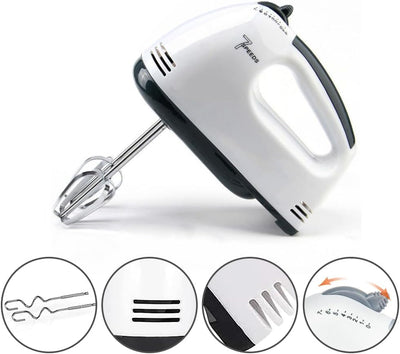 Handmixer - Handrührgerät 7 Geschwindigkeiten, Handrührer 300 W, Schneebesen & Knethaken aus Edelsta