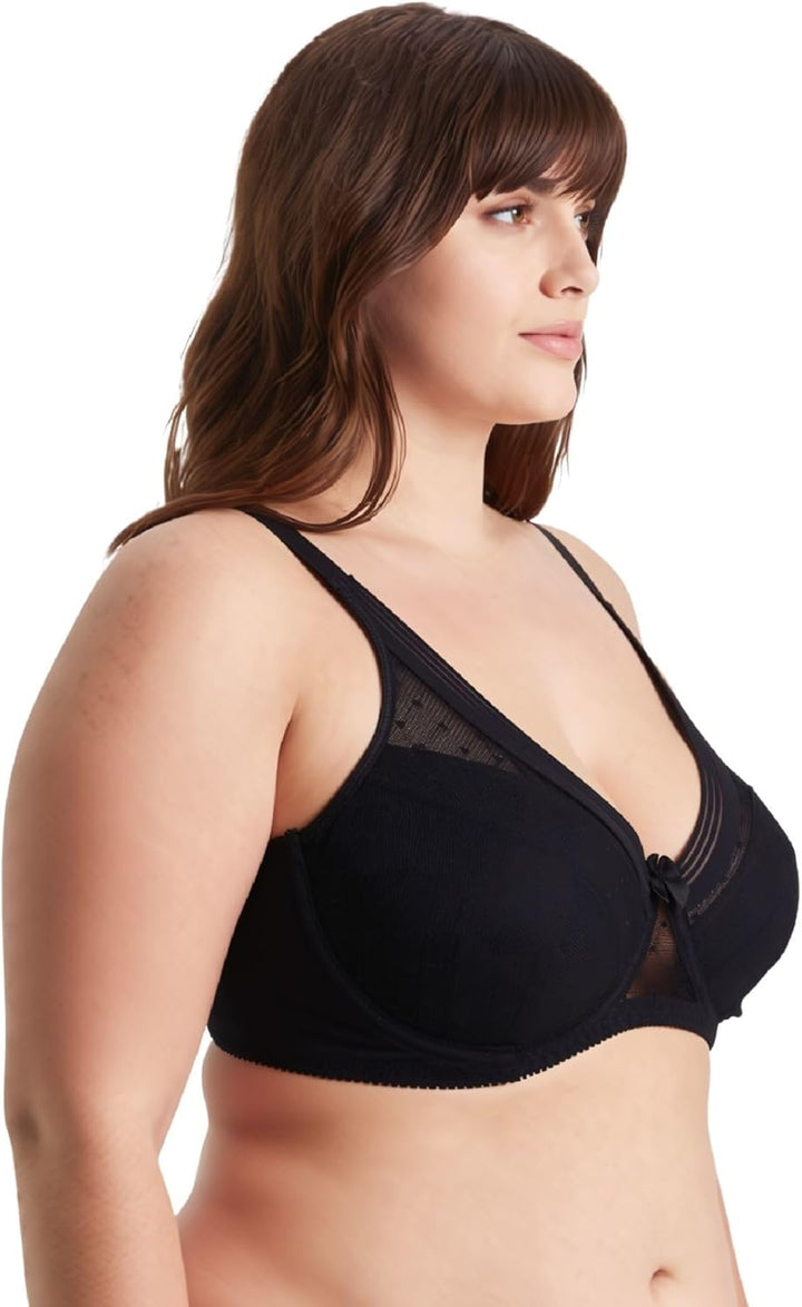 Curve Muse Damen Übergrösse Minimierer Ungefüttert Bügel Vollständige Abdeckung BH 75D Schwarz, Rosa