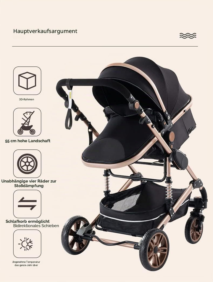 YAZOCO kinderwagen 3 in 1,Kombikinderwagen reisesysteme mit tragbar Moskitonetz Regenschutz Fusssack