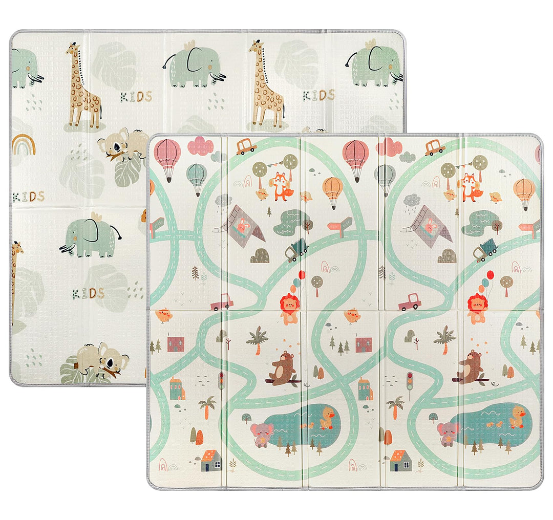 Krabbelmatte Baby 180x200 cm, Faltbare Spielmatte 1.0 cm Dick XPE, Weich & Rutschfest, Wasserdicht A