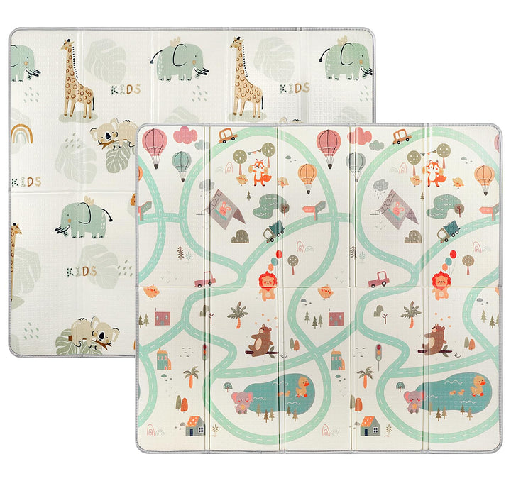 Krabbelmatte Baby 180x200 cm, Faltbare Spielmatte 1.0 cm Dick XPE, Weich & Rutschfest, Wasserdicht A
