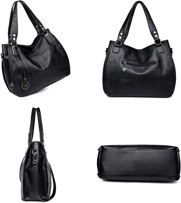 Kris Anna Damen Hobo Schultertasche Shopper Tasche aus PU-Leder mit Schulterriemen Umhängetasche Sti