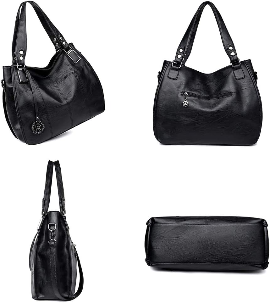 Kris Anna Damen Hobo Schultertasche Shopper Tasche aus PU-Leder mit Schulterriemen Umhängetasche Sti