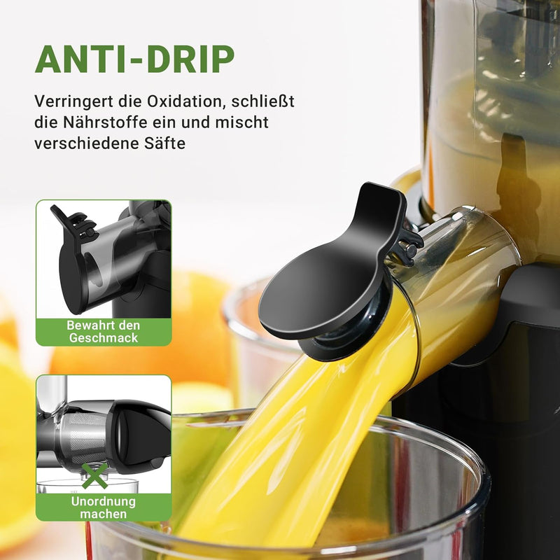 AMZCHEF Ganzfrucht Entsafter - 80MM grosse Öffnung Slow Juicer - Entsafter Gemüse und Obst Testsiege