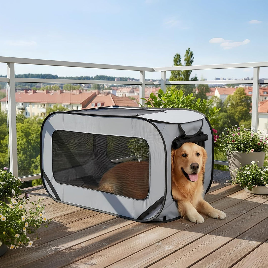 94*53*53 cm Hundetransportbox Faltbar, Doppeltüren Pop-Up-Transportbox Hund Katze, Oxford Stoff Hund