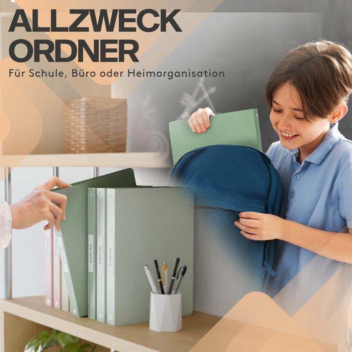 ACROPAQ - 8 x Ringbuch A4 | 4 Ringen | Mit Rückenetiketten, Rückenbreite 3,5 cm, Erde, Natur Farbkol