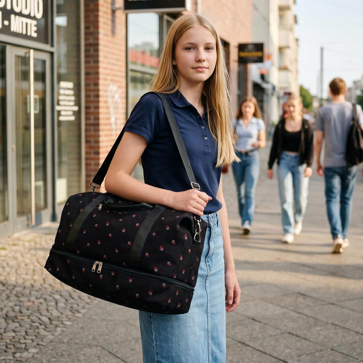 Sporttasche Reisetasche Damen, 40L Weekender Travel Duffle Bag mit 2 schuhbeuteln, Schuhfach & Nassf