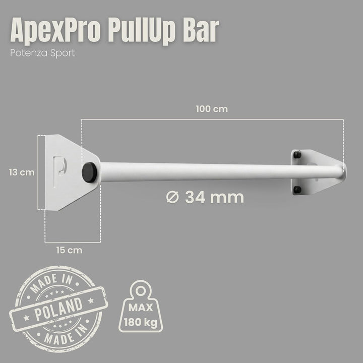 Klimmzugstange Wand - Platzsparende Pull Up Bar aus Stahl über Türrahmen bis 180kg, 101cm, fi34 Cali