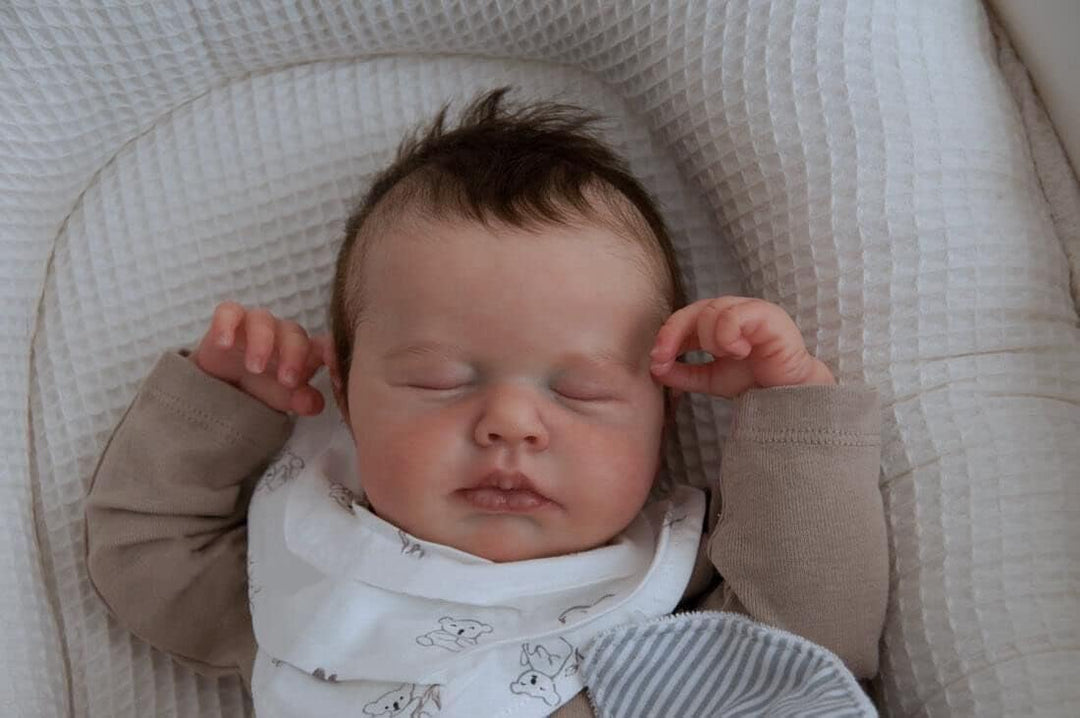 Zero pam Reborn Baby Vollsilikon Lebensecht Mädchen,50CM Lächelndes Silikon Baby Puppe Mit Haaren, S