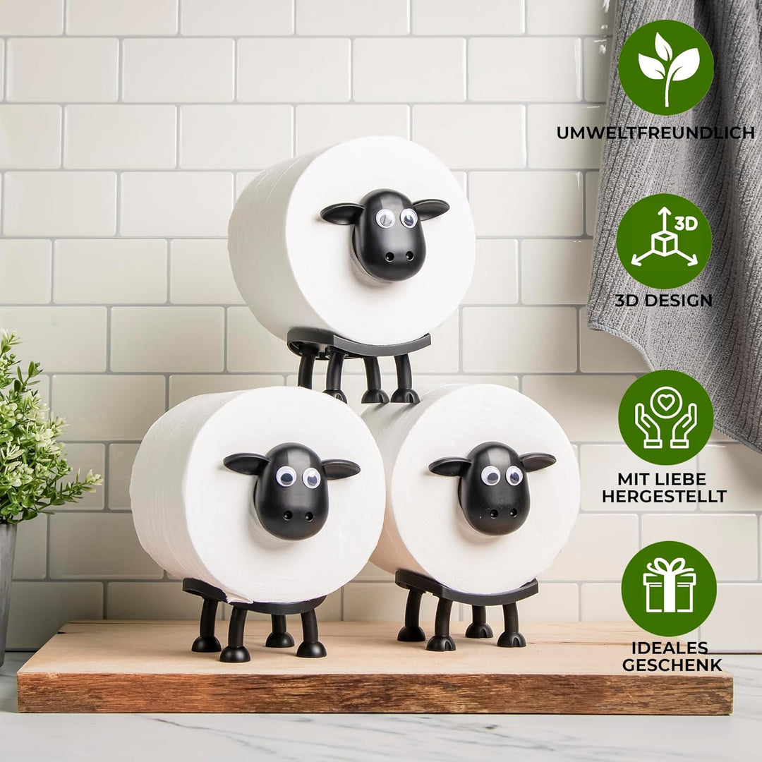 VELENTI Toilettenpapierhalter mit Schaf, lustiger Toilettenpapierhalter, freistehend, Badezimmer-Set
