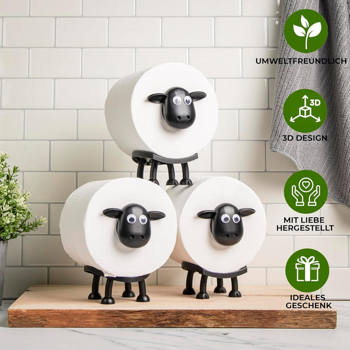 VELENTI Toilettenpapierhalter mit Schaf, lustiger Toilettenpapierhalter, freistehend, Badezimmer-Set