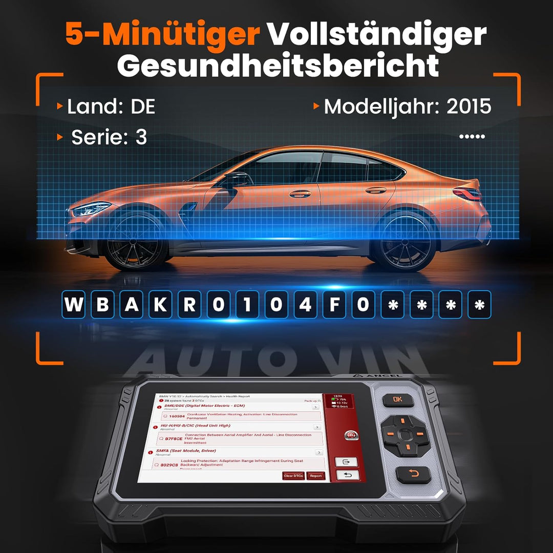 ANCEL FX6100 Bidirektionaler OBD2 Diagnosegerät, Auto Diagnosegerät mit Allen System & 15+ Resets, D