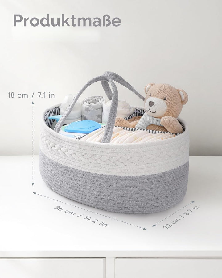 Maliton Baby Windel Caddy Organizer，Wickeltisch Organizer Aufbewahrungskorb mit Herausnehmbaren Fäch
