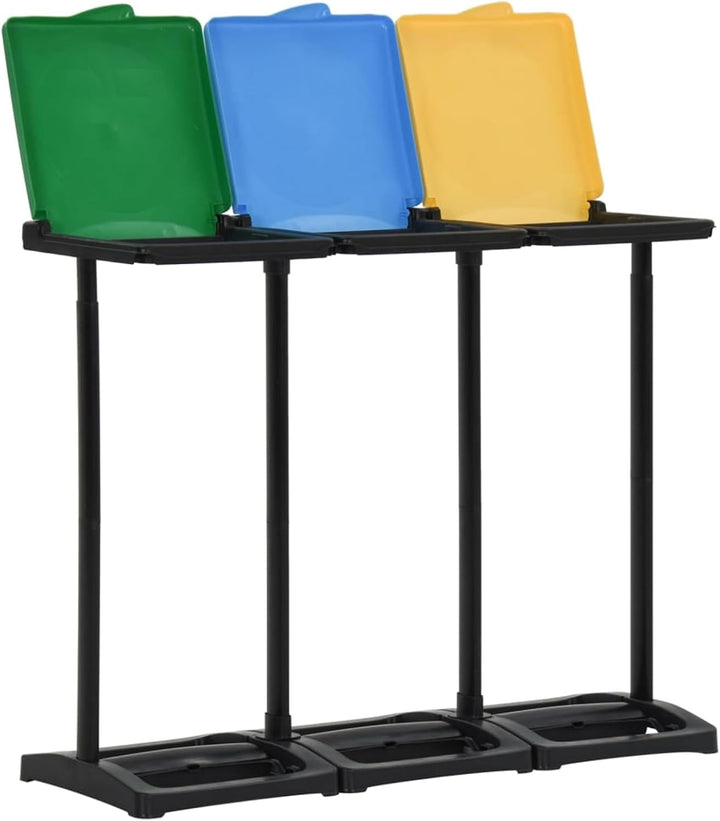 Homgoday Müllsackständer mit Deckel 240-330 L Mehrfarbig PP Abfallsammler für Mülltrennung 98x36x82