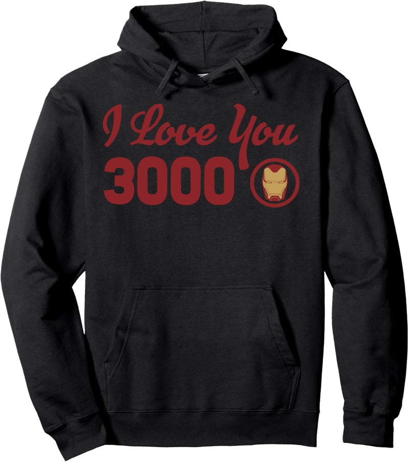 Marvel Avengers Endgame Iron Man I Love You 3000 Red Logo Pullover Hoodie