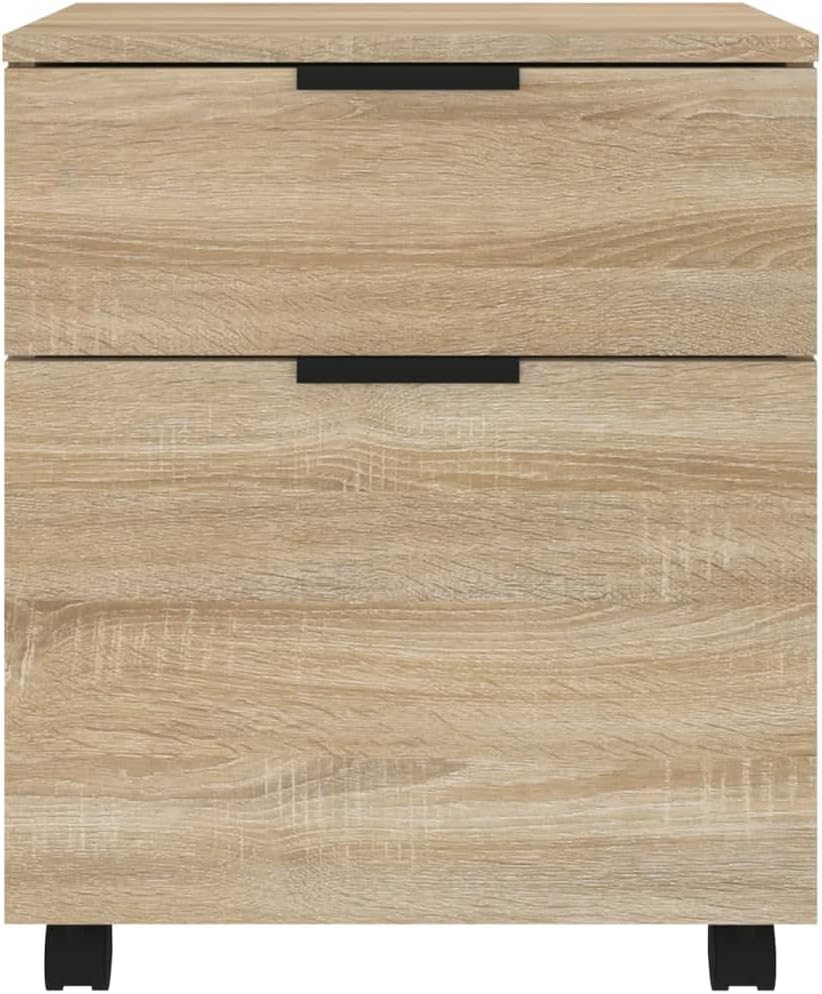 Rollcontainer Rollen Aktenschrank mit Schublade und Unterschrank, mobiler Büroschrank aus Holzwerkst