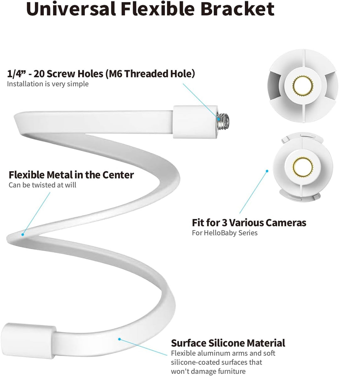 Babyphone Halterung für HelloBaby HB65/HB6339/HB66/HB6550/HB248/HB6550 Pro/HB6558/HB40, Flexible Bab