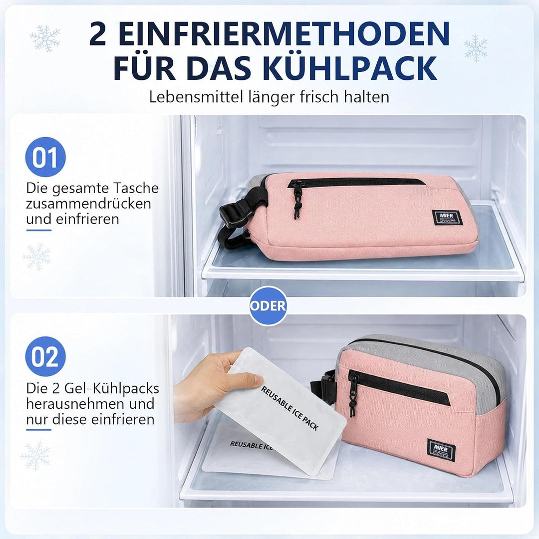 MIER Lunch Tasche Gefrierbare Kühltasche SnackboxKleine gefrierfähige Mini-Kühltasche mit Isolierung