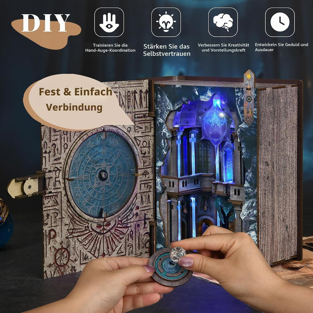 MiniCity DIY Book Nook Kit mit Einsteckbar Staubschutzplatte, Miniatur Puppenhäuser Haus Kit, Booksh