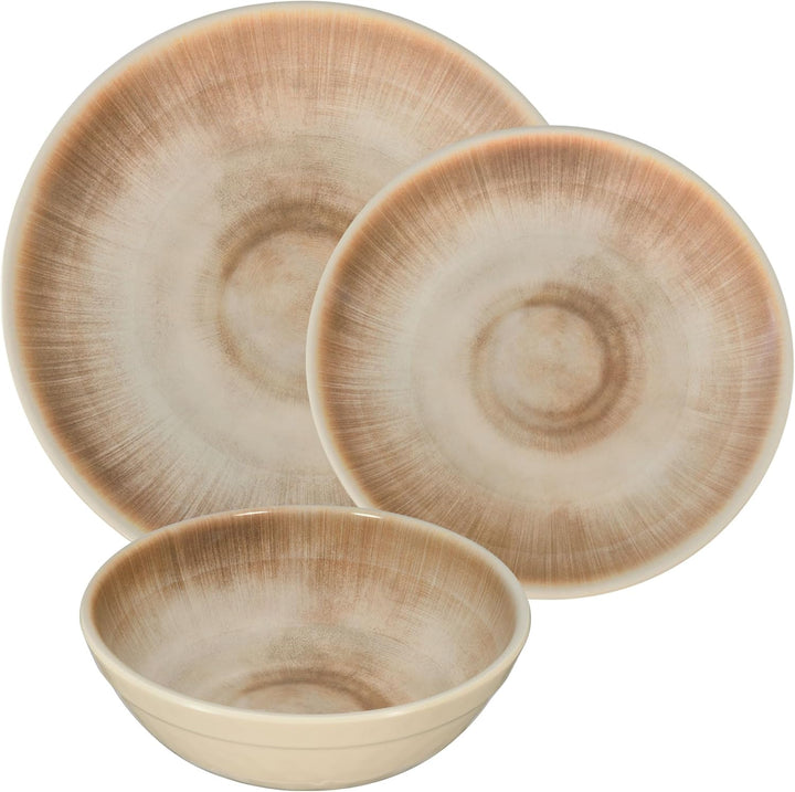 Melamin Geschirr Set Jesolo Sand für 4 Personen Wohnwagen Camping Picknick 12 Teile - Geschirr, 12 T