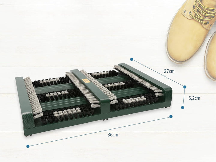 Lantelme Schuhabstreifer Holz für Innen Aussen 36x27cm | Schuhabtreter rutschfest mit Kunstborsten f