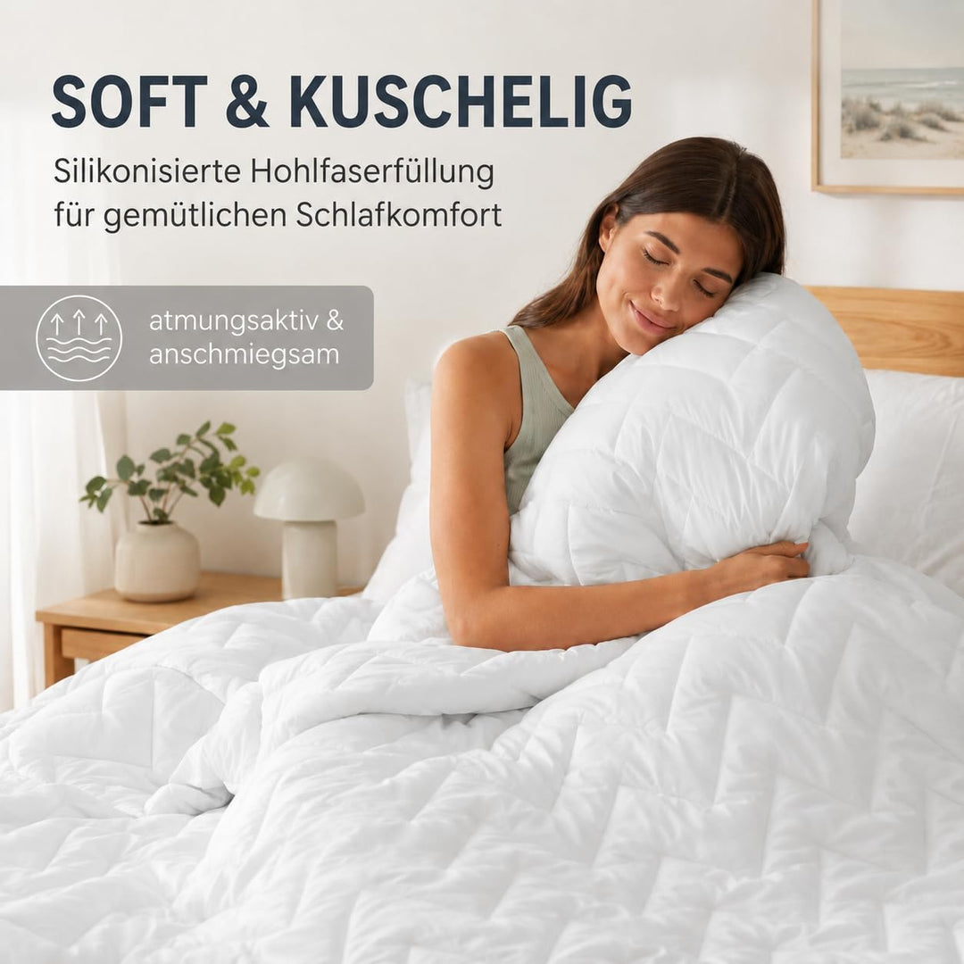 sei Design Mikrofaser Sommer-Bettdecke 220x200 | Kochfest, speziell für Allergiker und häufiges Wasc