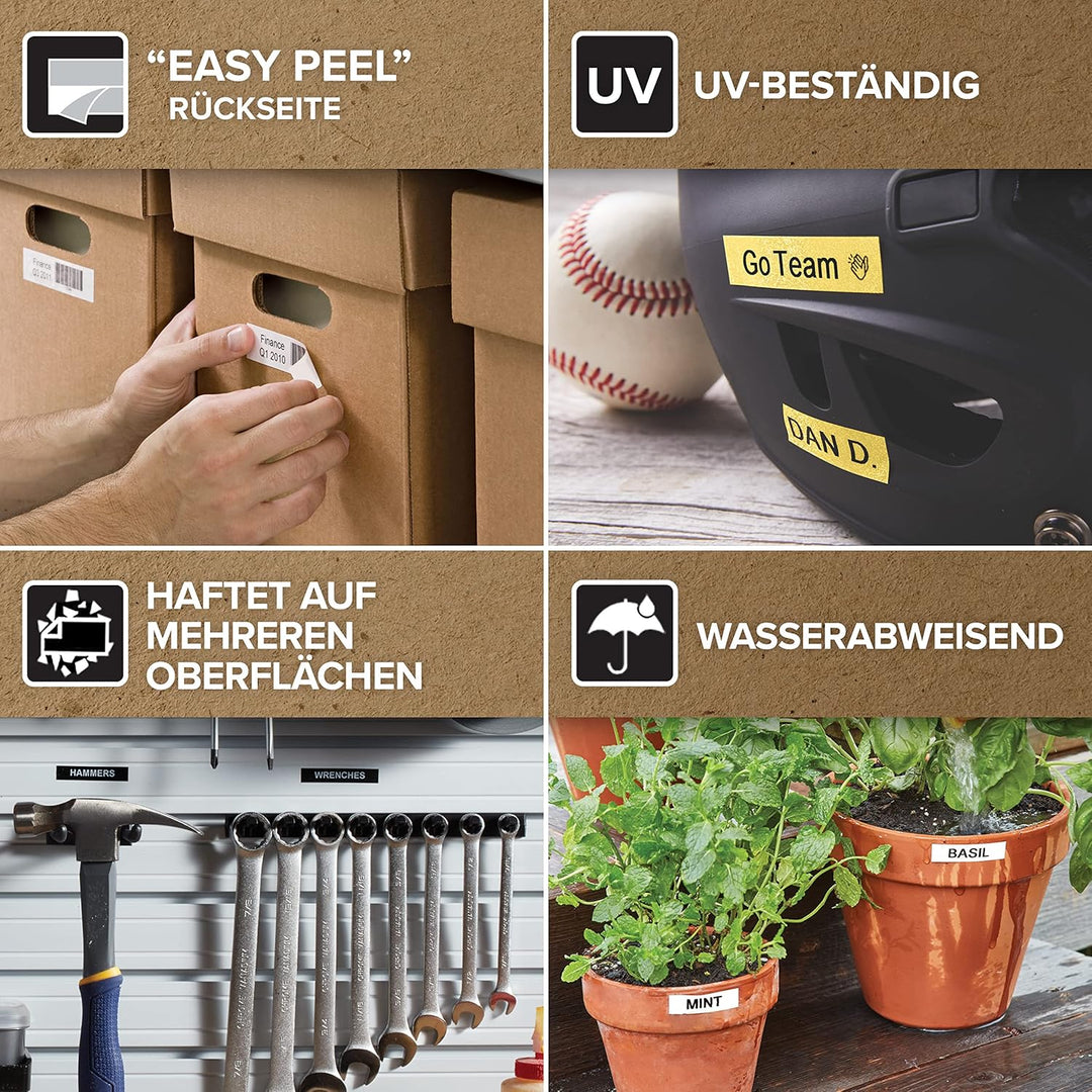 DYMO Original D1-Etikettenband | schwarz auf transparent | 12 mm x 7 m | selbstklebendes Schriftband