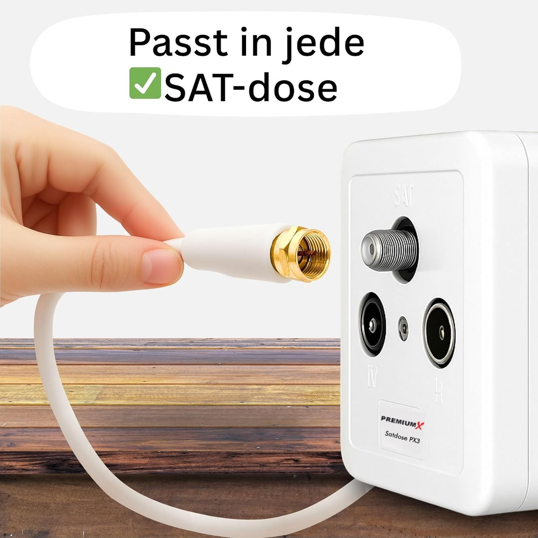 Premium X 30m Basic-Line TV Koaxialkabel mit Vollmetallstecker - doppelt geschirmt >110dB Digitales