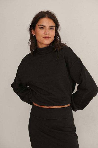NA-KD Damen Balloon Sleeve Sweater Pullover M Schwarz, M Schwarz